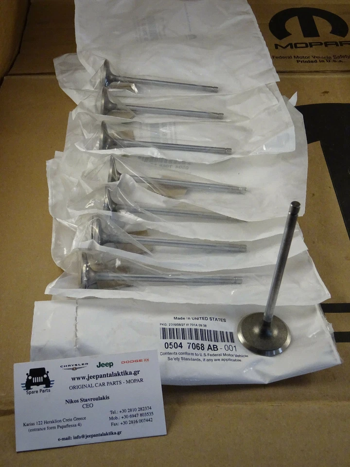 8X Einlass Ventil Jeep Compass / Patriot Mk 07-17 1.8L&2.0L&2.4L 5047068AB Neu - Bild 3 von 4