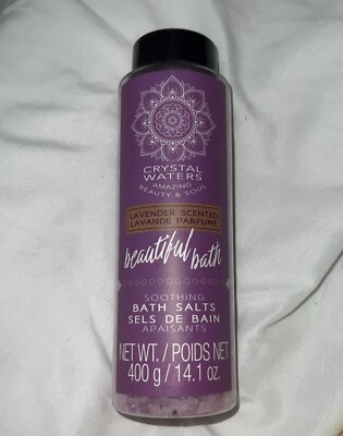 Crystal Waters Lavender Scented Soothing Bath Salts 14.1 Oz Insomnia Relaxing