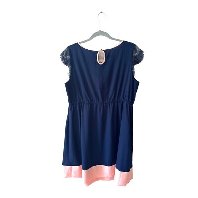 NWT MOMO Maternity blue with pink trim dress size L | eBay