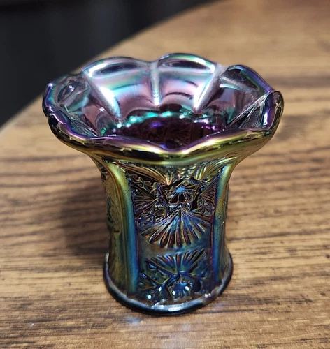 Rare Fenton Carnival Glass Toothpick Holder With Original Foil Label NOS