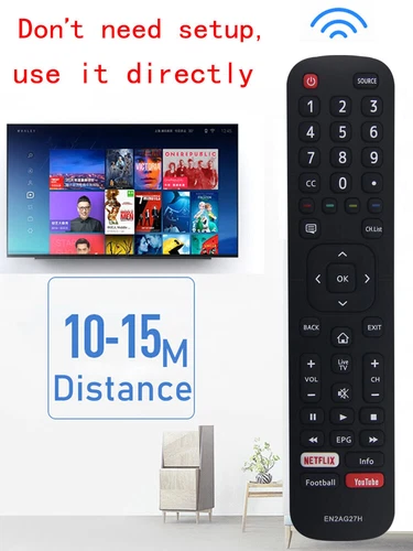 New EN2AG27H For Hisense Smart TV Remote Control EN2BC27 EN2BD27 NETFLIX YouTube - Picture 5 of 5
