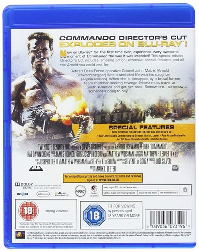 Commando Director's Cut (1985) Arnold Schwarzenegger Blu-Ray NEW USA Compatible - Picture 2 of 2