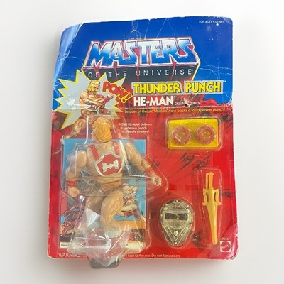 Vtg 1984 Masters Of The Universe Thunder Punch He-Man Deluxe Figure Set on Card