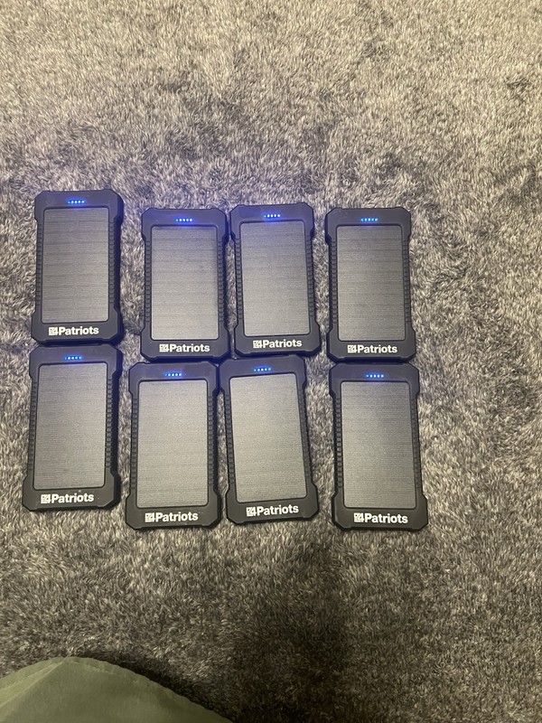 Solar Power Banks 4Patriots 8000mAh USB 5V Dual USB Output. Lot of 8