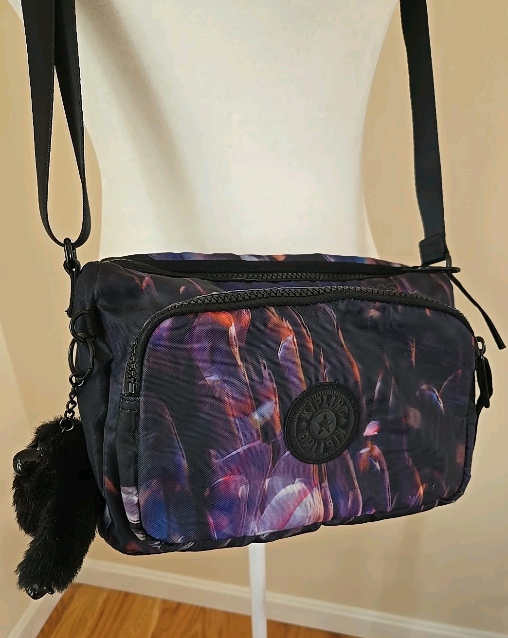 Kipling Nylon Canvas Top Zip Softshell Crossbody … - image 1