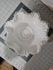 Vintage Fenton Silver Crest Large 11 1/4" Double-Crimped Bowl White Milk Glass