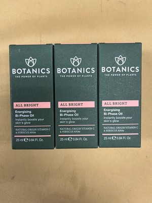 3 New Botanics All Bright Energising Bi-Phase Oil - 25mL Each Box