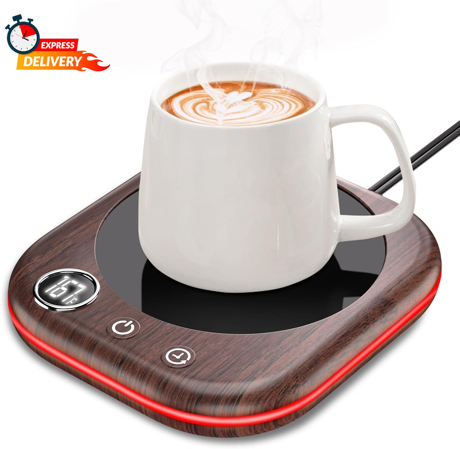 40W Coffee Mug Warmer with Temp Display and 4H Auto Shutoff for Desk Use