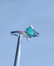 Natural Emerald Oval Gemstone Ring 925 Sterling Silver Handmade Wedding Jewelry