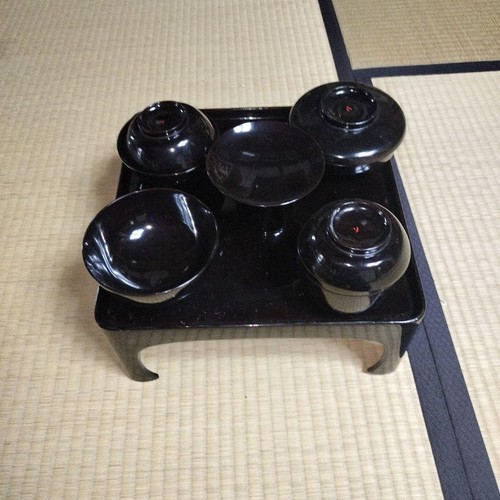 5 sets of black Wajima lacquered gozen - Photo 1/4