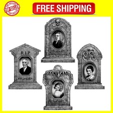 Graveyard Tombstones Halloween Decorations Outdoor: 4pcs Large Gravestones