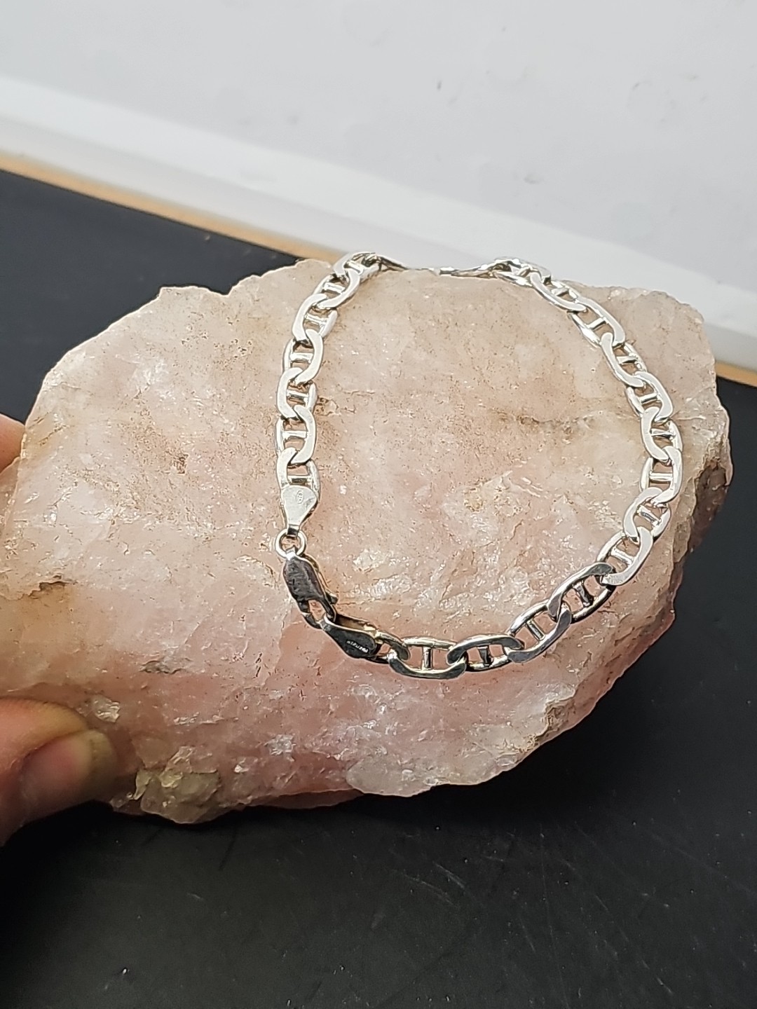 Solid Sterling Silver Mariner Link Chain Bracelet… - image 4