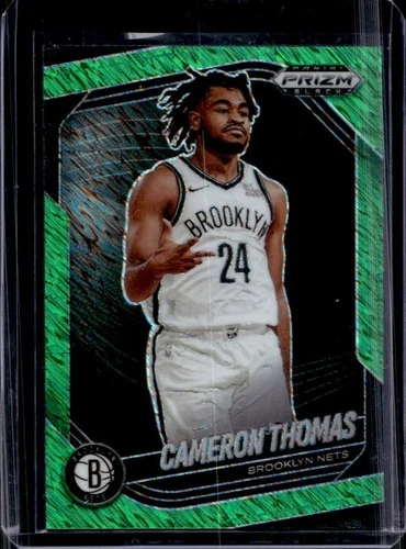 2024-25 Panini Prizm Black Cameron Thomas Green Shimmer FOTL Prizm #/7 Nets