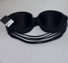 Victoria's Secret Swimwear Strappy Bikini Top Black Swim Size Medium Padded New
