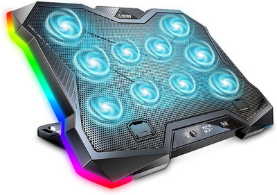 Gaming Laptop Cooling Pad, RGB Beleuchtung Laptop Kühler mit 10 leistungsstarken Turbo Lüfter