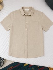 H&M Herren Freizeithemd M Beige Unifarben Kur...