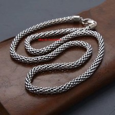 Real 925 Sterling Silver Necklace 5.5mm Popcorn Chain Necklace 23.6" L 28-30g
