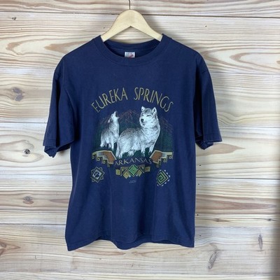 Wolf Vintage Jerzees T-Shirt Men L Navy 1993 Eureka Springs Arkansas Tee