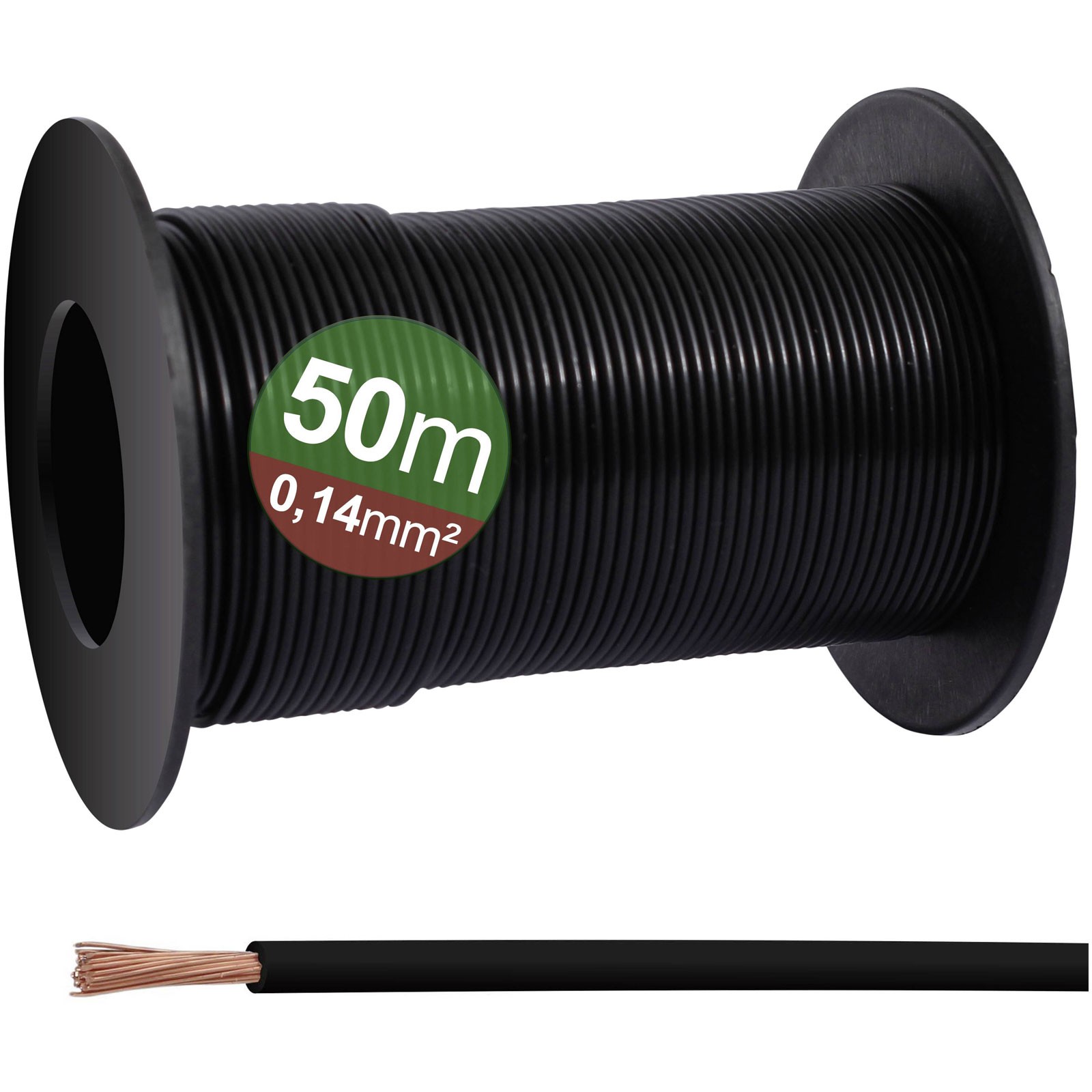 Quadrios Wire 50m Pure Copper Black 0.14mm² PVC Sheath