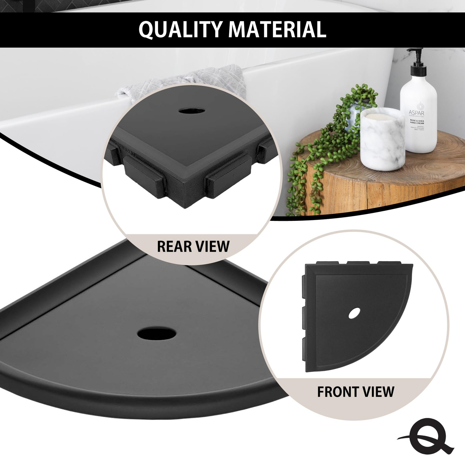 8" Corner Shower Shelf - Lugged for New Construction, Shower Organizer for Ti...