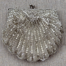 Silver Glass Beaded Victorian Style Purse-Missing The Strap