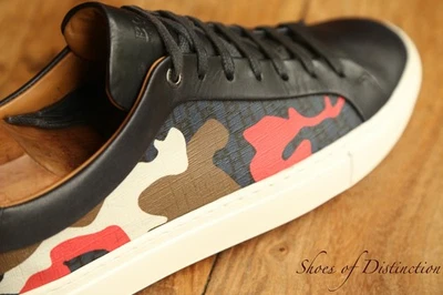 Chaussures baskets en cuir bleu camouflage Hugo Boss pour hommes UK 8 US 9 EU 42 - Photo 1/4