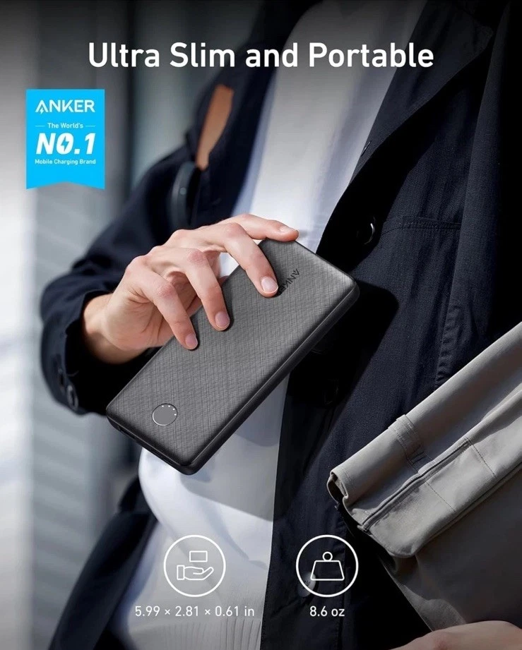 New Anker Power Bank PowerCore 10K Compact Travel 10,000mAh Battery Pack PoweriQ - Image 2 of 4