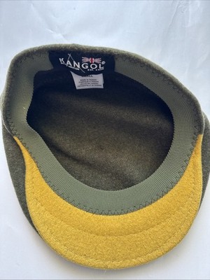 Kangol Wool 504 Flat Cap Mustard Yellow Wool Hat Size Small Made in Taiwan