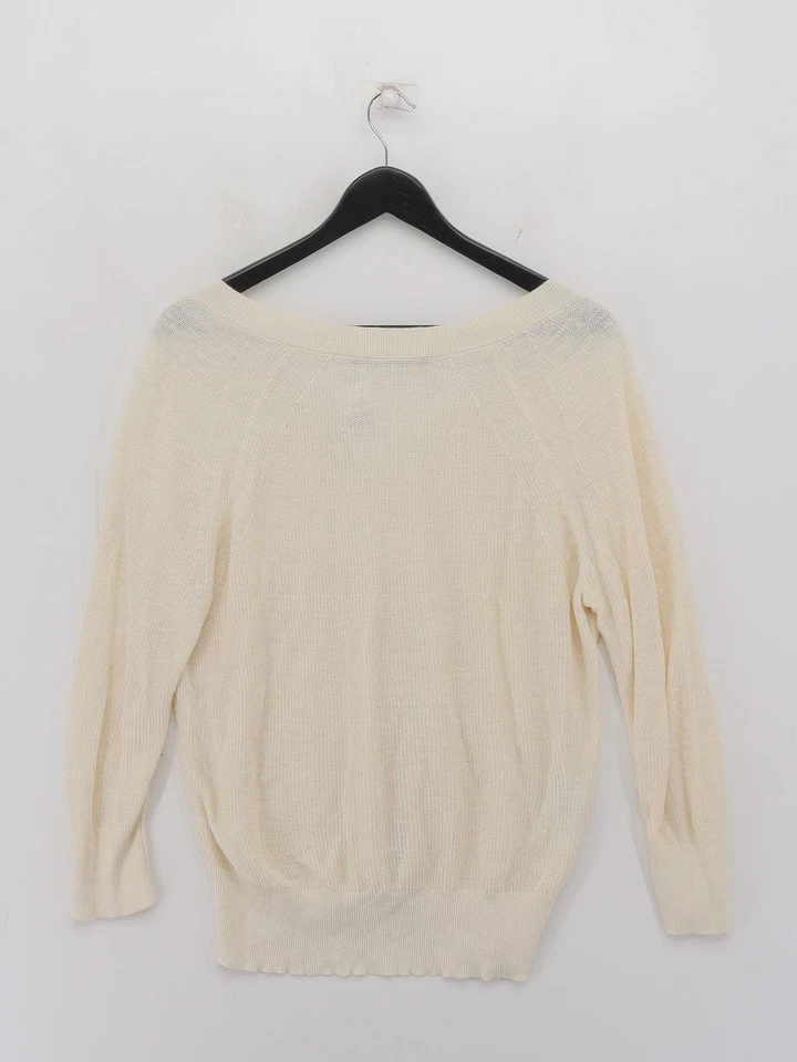 Comptoir Des Cotonniers Women's Jumper M White 100% Linen V-Neck Pullover — 第 2/4 张图片