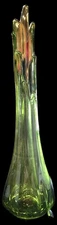 Vintage MCM 1950s L.E. Smith Swung Glass Vase 15.5” Avocado Green Ribbed Vase 