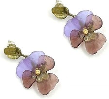 MICHAEL MICHAUD PANSIES LARGE POST DANGLE EARRINGS 3587 BZ
