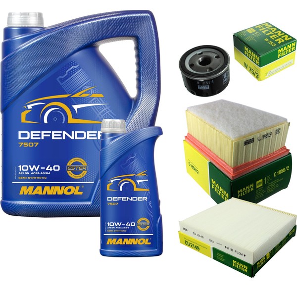 Inspektionspaket 6L Mannol Defender 10W-40 FüR Renault Laguna II Grandtour 2.0-image