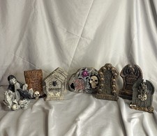 Halloween Decorations Tabletop Graveyard Tombstone Statues Lot Of 8