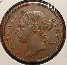 1874 Straits Settlements Cent XF+
