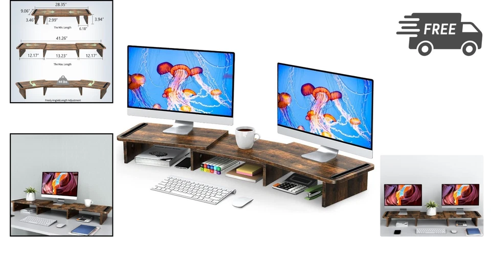 Monitor Stand Riser with Storage Space Adjustable Length & Angle Ergonomic De... - Image 2 of 4