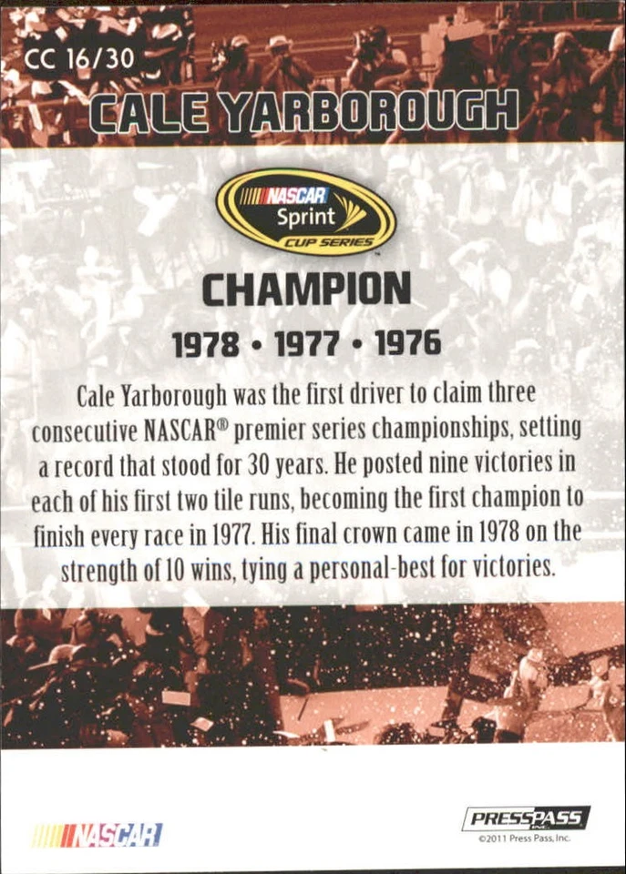 2011 Press Pass FanFare Championship Caliber #CC16 Cale Yarborough - RAC - Image 2 of 2