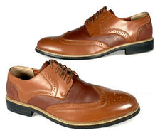 Perry Ellis Portfolio Mens Milton Brown Oxford Wingtip Brogue Leather Shoes, 12M