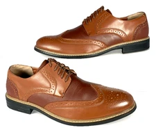 Perry Ellis Portfolio Mens Milton Brown Oxford Wingtip Brogue Leather Shoes, 12M