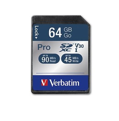 Verbatim W125625492 47022 SECURE DIGITAL CARD SDXC PRO  UHS-I 64GB CLASS 10 ~E~