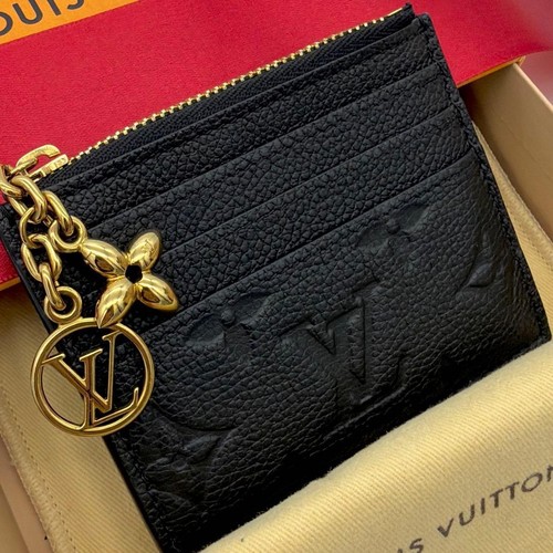 Louis Vuitton Port Card Flora Coin Card Case Black