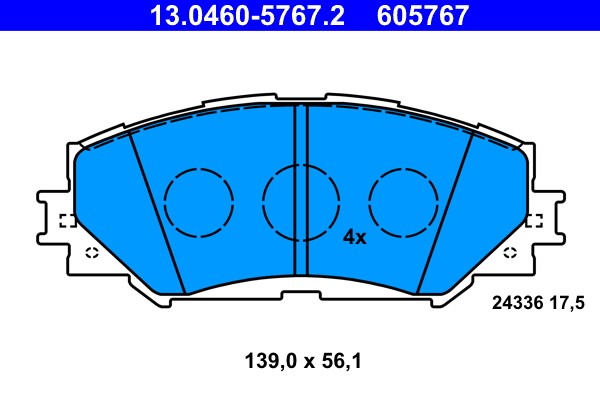 Front ATE 13.0460-5767.2 Brake Pad Set, disc brake for LEXUS,SUBARU,TOYOTA