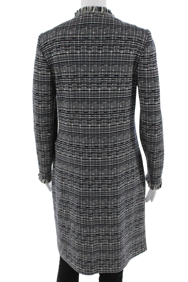 Abrigo St. John Collection By Marie Gris Mujer Negro Cuadros Mezcla Lana Talla 4 Foto 3 de 4