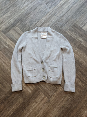 American Eagle Strickjacke beige Grobstrick Knopf lässig zierlich Damen Medium