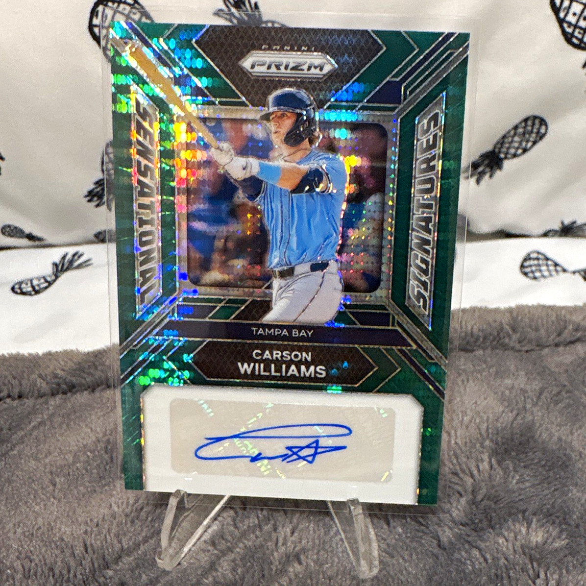 2024 Panini Prizm Carson Williams Auto SS-CW Tampa Bay Rays /25 Green Pulsar