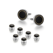 Men's Jewelry Cufflinks and Studs for Shirts Tuxedo Buttons for Weddings, Bus...