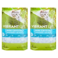 (2 pack) Vibrant Life Mini Crystal Cat Litter, Unscented, 4 lbs