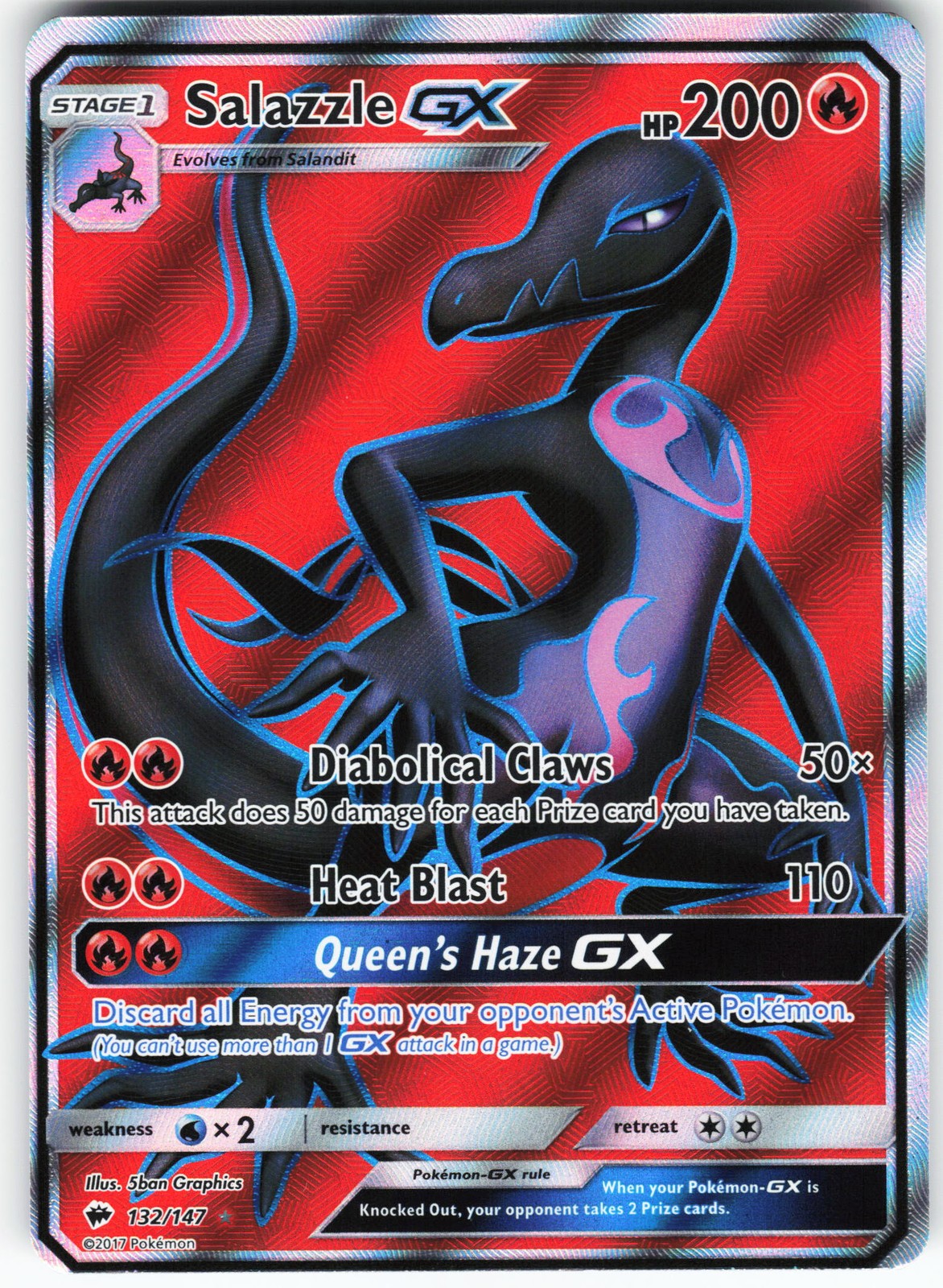 Salazzle GX (Full Art) 132/147 Pokemon SM - Burning Shadows Holo Ultra Rare NM