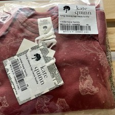 NIB Kate Quinn Newborn Long Sleeve Lap Neck Footie Cedar Bear Family Cotton