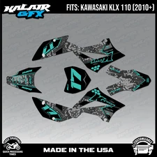 Graphics Kit for Kawasaki KLX110, KLX110R, KXL110RL (2010-2024) Warfare-Tel-Shft