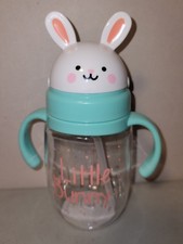 Happy Go Fluffy Dual Handle Sippy Cup w/Hidden Straw 12.5 oz Little Bunny, NEW